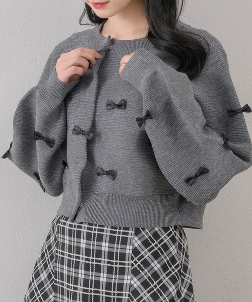 ems excite（エムズエキサイト）の「チビリボンNTカーデ（カーディガン/ボレロ・レディース・ナチュラル/ブラック/ライトグレー/ピンク・FREE）」の7枚目の写真