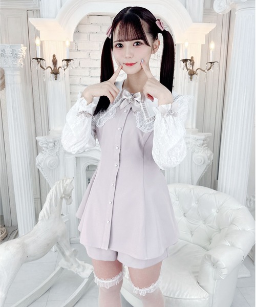 MA*RS(アメーバーマーズ)の「【二点セット】梯子レースセーラセットアップ(ワンピース・レディース・グレー/ブラック/ピンク・FREE)」の3枚目の写真