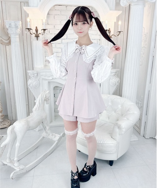 MA*RS(アメーバーマーズ)の「【二点セット】梯子レースセーラセットアップ(ワンピース・レディース・グレー/ブラック/ピンク・FREE)」の15枚目の写真