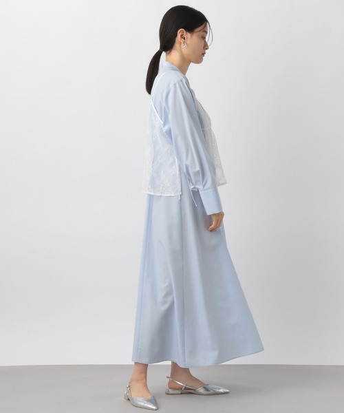 A part by（アパートバイ）の「レースキャミ2Pセットワンピース（シャツワンピース・レディース・オフホワイト/ライトブルー・FREE）」の4枚目の写真