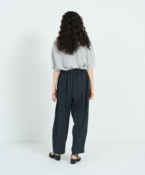 conges payes ADIEU TRISTESSE（コンジェ ペイエ アデュートリステス）の「テーパードリネンイージーパンツ（その他パンツ・レディース・ベージュ/ネイビー/ライトグリーン/ストライプ・38）」の9枚目の写真