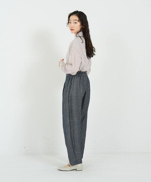 conges payes ADIEU TRISTESSE（コンジェ ペイエ アデュートリステス）の「テーパードリネンイージーパンツ（その他パンツ・レディース・ベージュ/ネイビー/ライトグリーン/ストライプ・38）」の15枚目の写真