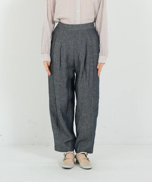 conges payes ADIEU TRISTESSE（コンジェ ペイエ アデュートリステス）の「テーパードリネンイージーパンツ（その他パンツ・レディース・ベージュ/ネイビー/ライトグリーン/ストライプ・38）」の17枚目の写真