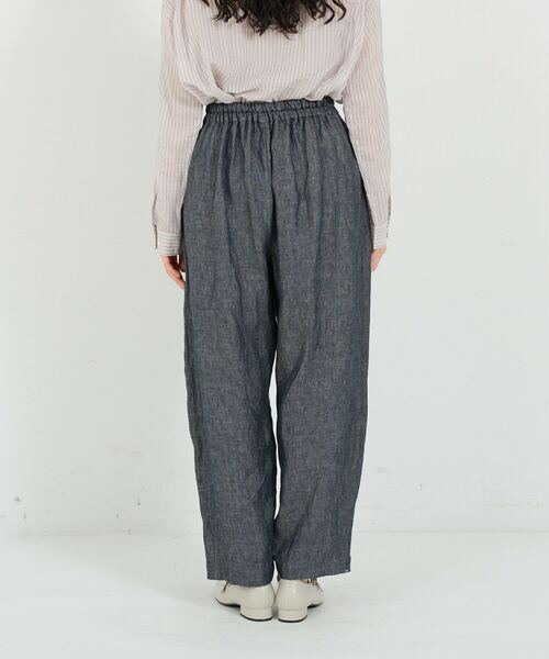 conges payes ADIEU TRISTESSE（コンジェ ペイエ アデュートリステス）の「テーパードリネンイージーパンツ（その他パンツ・レディース・ベージュ/ネイビー/ライトグリーン/ストライプ・38）」の19枚目の写真