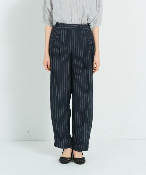 conges payes ADIEU TRISTESSE（コンジェ ペイエ アデュートリステス）の「テーパードリネンイージーパンツ（その他パンツ・レディース・ベージュ/ネイビー/ライトグリーン/ストライプ・38）」の4枚目の写真