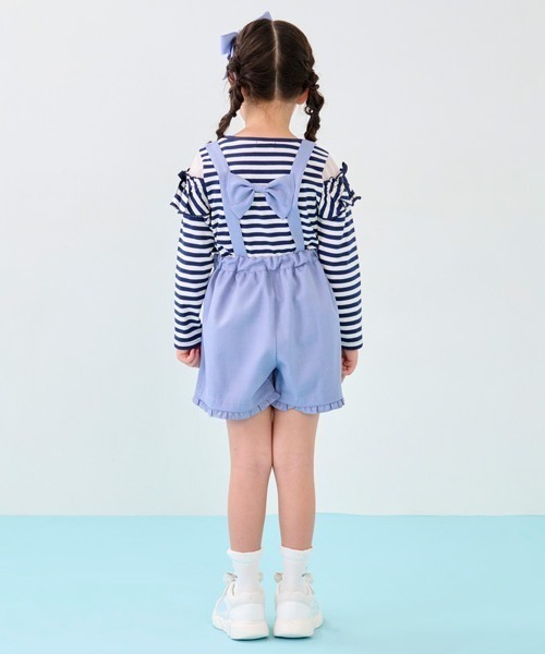 新品★タグ付き★メゾピアノ★パンツ　90★サスペンダー★フリル　パンツ★ 後フリルロングパンツ(80cm 紺): キッズ - ナルミヤ オンライン