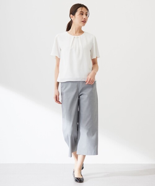 J.PRESS Ladies(J.プレス レディス)の「シアーストライプ カットソー(Tシャツ/カットソー・レディース・ライトグレー系1/ホワイト系1/ホワイト系・SMALL)」の6枚目の写真