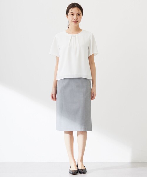 J.PRESS Ladies(J.プレス レディス)の「シアーストライプ カットソー(Tシャツ/カットソー・レディース・ライトグレー系1/ホワイト系1/ホワイト系・SMALL)」の8枚目の写真
