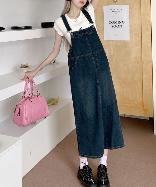 FREE STYLISTS(フリー スタイリスト)の「YUGA_YGMC デニムジャンパースカート(ジャンパースカート・レディース・インディゴブルー・L/M/S)」の3枚目の写真