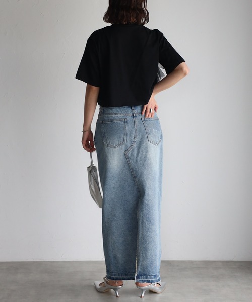 r.（アールドット）の「チュールドッキング　クロップドT（Tシャツ/カットソー・レディース・グレイッシュベージュ/アイボリー/ブラック/チャコールグレー・FREE）」の22枚目の写真