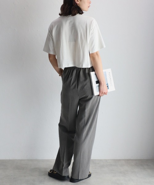 r.（アールドット）の「チュールドッキング　クロップドT（Tシャツ/カットソー・レディース・グレイッシュベージュ/アイボリー/ブラック/チャコールグレー・FREE）」の6枚目の写真