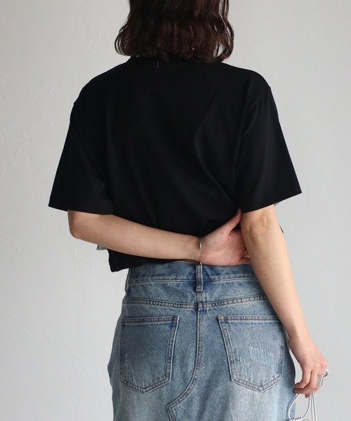 r.（アールドット）の「チュールドッキング　クロップドT（Tシャツ/カットソー・レディース・グレイッシュベージュ/アイボリー/ブラック/チャコールグレー・FREE）」の18枚目の写真