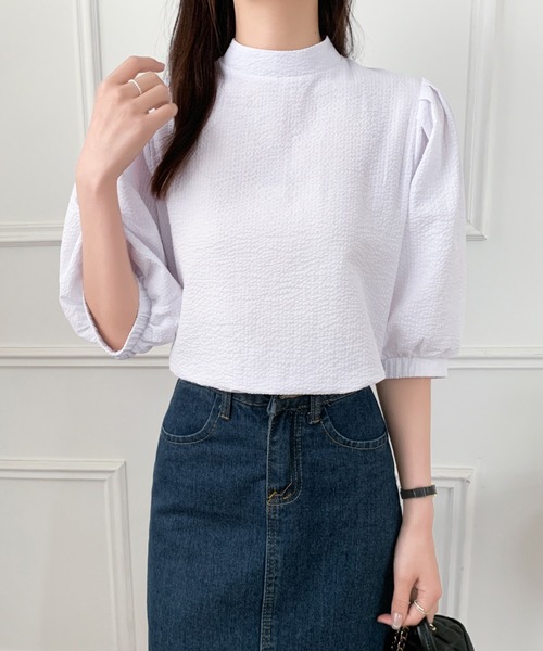 ABITOKYO(アビトーキョー)の「サッカー素材ボリュームスリーブブラウス(シャツ/ブラウス・レディース・ホワイト/ブラック/ブルー・L/M)」の14枚目の写真