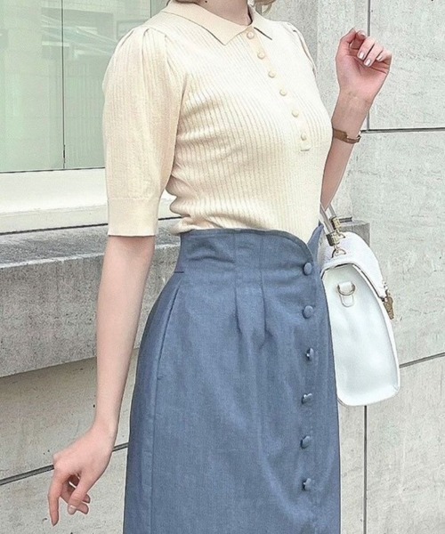 an another angelus（アンアナザーアンジェラス）の「スモールカラーニットポロ/ananotherangelus（ニット/セーター・レディース・レッド/ライトイエロー/ブルーグリーン・FREE）」の5枚目の写真