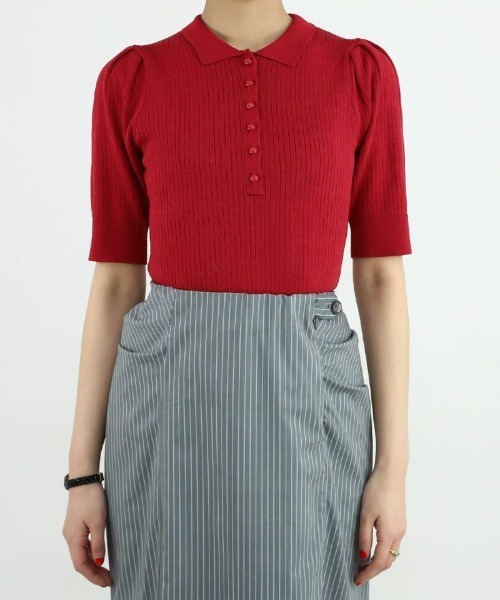 an another angelus（アンアナザーアンジェラス）の「スモールカラーニットポロ/ananotherangelus（ニット/セーター・レディース・レッド/ライトイエロー/ブルーグリーン・FREE）」の14枚目の写真