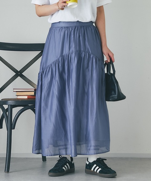 un dix cors(アンディコール)の「シアーギャザースカート(スカート・レディース・インディゴブルー/ブラック/グレイッシュベージュ・FREE)」の22枚目の写真