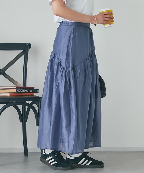 un dix cors(アンディコール)の「シアーギャザースカート(スカート・レディース・インディゴブルー/ブラック/グレイッシュベージュ・FREE)」の20枚目の写真