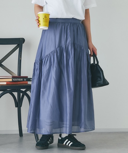 un dix cors(アンディコール)の「シアーギャザースカート(スカート・レディース・インディゴブルー/ブラック/グレイッシュベージュ・FREE)」の19枚目の写真