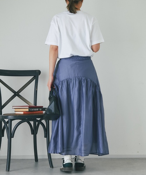 un dix cors(アンディコール)の「シアーギャザースカート(スカート・レディース・インディゴブルー/ブラック/グレイッシュベージュ・FREE)」の16枚目の写真