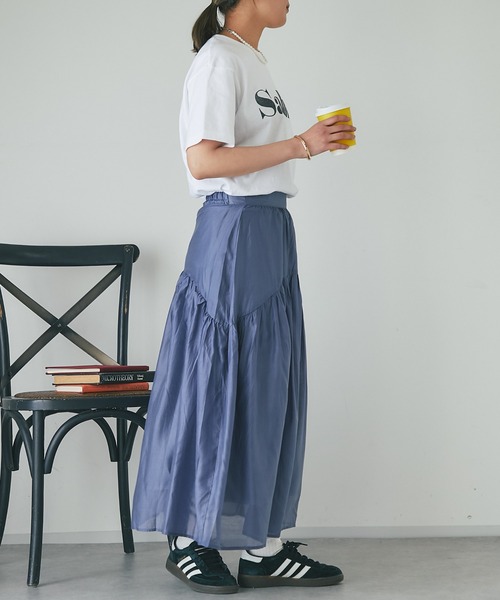 un dix cors(アンディコール)の「シアーギャザースカート(スカート・レディース・インディゴブルー/ブラック/グレイッシュベージュ・FREE)」の15枚目の写真