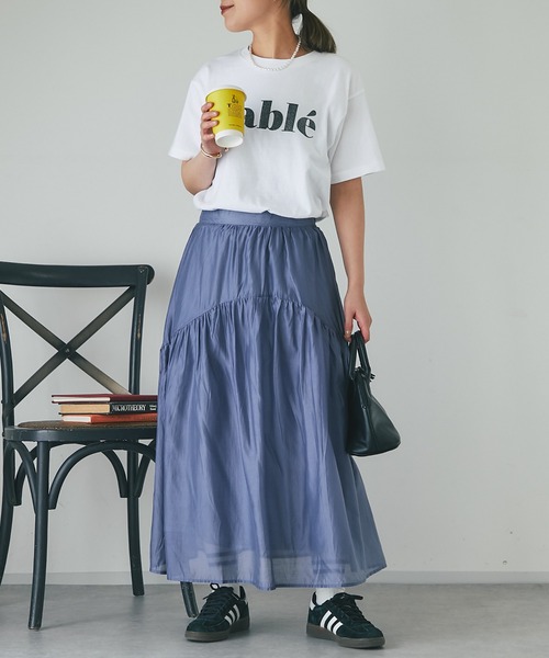 un dix cors(アンディコール)の「シアーギャザースカート(スカート・レディース・インディゴブルー/ブラック/グレイッシュベージュ・FREE)」の14枚目の写真
