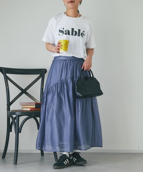 un dix cors(アンディコール)の「シアーギャザースカート(スカート・レディース・インディゴブルー/ブラック/グレイッシュベージュ・FREE)」の17枚目の写真