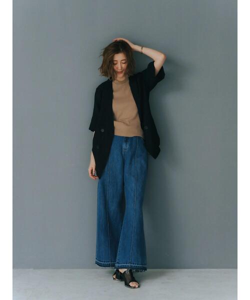 YECCA VECCA(イェッカヴェッカ)の「綿麻バギーデニムパンツ(デニムパンツ・レディース・インディゴブルー・S/M)」の2枚目の写真