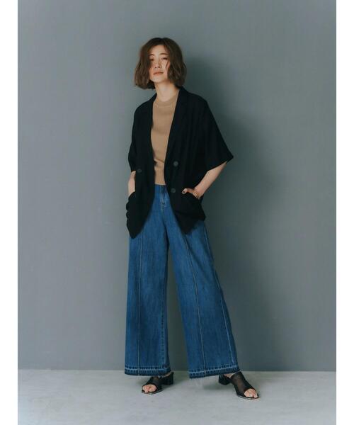 YECCA VECCA(イェッカヴェッカ)の「綿麻バギーデニムパンツ(デニムパンツ・レディース・インディゴブルー・S/M)」の3枚目の写真