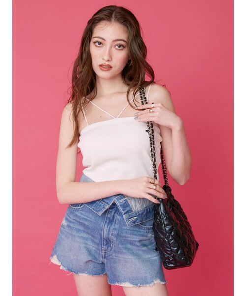 EVRIS（エヴリス）の「2WAYストラップビスチェ（キャミソール・レディース・ブラック/ブルー/ピンク/ホワイト・FREE）」の2枚目の写真