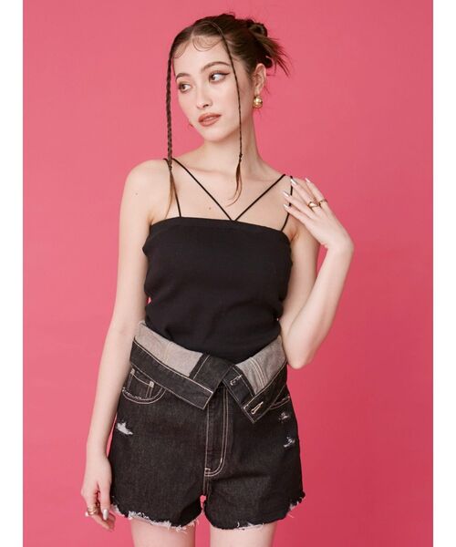 EVRIS（エヴリス）の「2WAYストラップビスチェ（キャミソール・レディース・ブラック/ブルー/ピンク/ホワイト・FREE）」の6枚目の写真