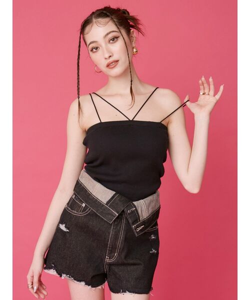 EVRIS（エヴリス）の「2WAYストラップビスチェ（キャミソール・レディース・ブラック/ブルー/ピンク/ホワイト・FREE）」の7枚目の写真