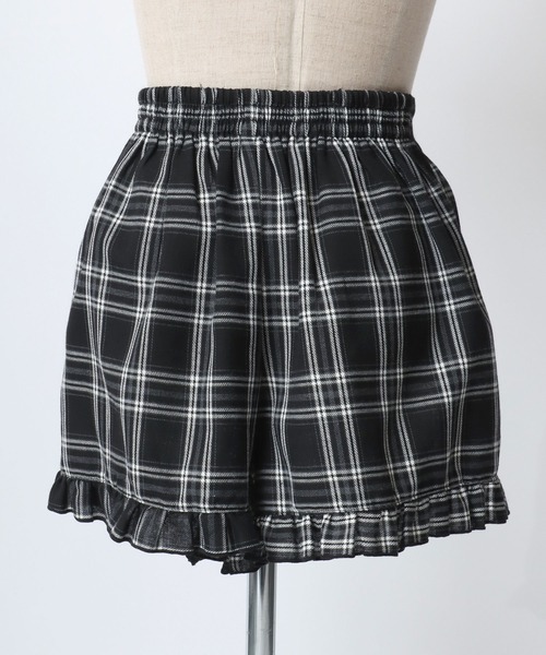 セール】リボンブラウス チェック柄ミニスカートワンピース×フリル