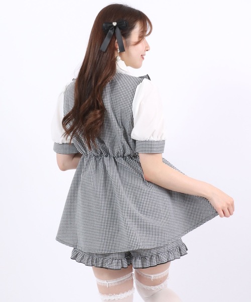 Salong hameu(サロン ハミュー)の「リボンブラウス チェック柄ミニスカートワンピース×フリルショートパンツ セットアップ レディース/量産型女子/地雷系/病みかわ(セットアップ・レディース・ブルー系その他/ブラック系その他2/ピンク系その他/ブラック系その他・M/L)」の14枚目の写真