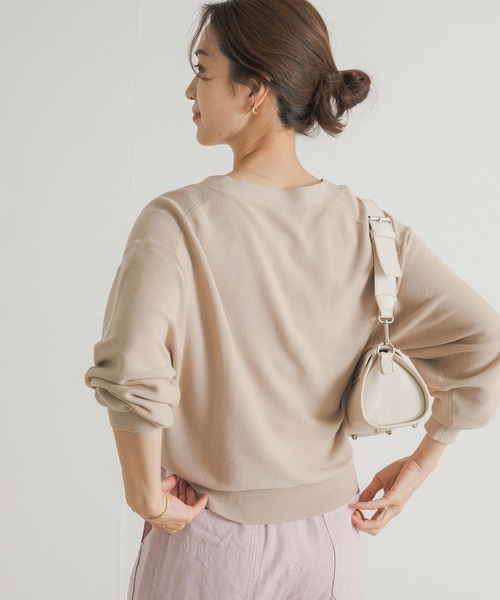 URBAN RESEARCH DOORS（アーバンリサーチドアーズ）の「『UR TECH ひやサラクール』コットンガーターKNITカーディガン（カーディガン/ボレロ・レディース・ライトベージュ/チャコールグレー/ブラック・MEDIUM）」の6枚目の写真