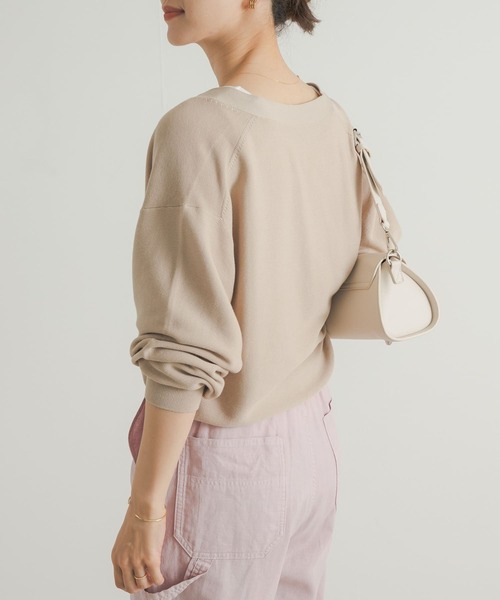 URBAN RESEARCH DOORS（アーバンリサーチドアーズ）の「『UR TECH ひやサラクール』コットンガーターKNITカーディガン（カーディガン/ボレロ・レディース・ライトベージュ/チャコールグレー/ブラック・MEDIUM）」の10枚目の写真