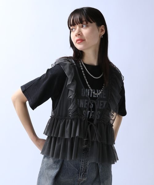 JEANASIS(ジーナシス)の「スラブグランジロゴプリントTEE/121978(Tシャツ/カットソー・レディース・チャコールグレー/ブラック/ホワイト・FREE)」の8枚目の写真