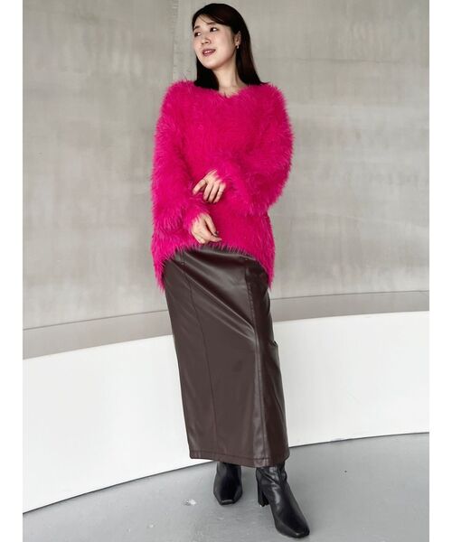 MERCURYDUO（マーキュリーデュオ）の「メタリックコルセットストレートスカート（スカート・レディース・ブラウン/ピンク/ブラック・SMALL/MEDIUM）」の7枚目の写真