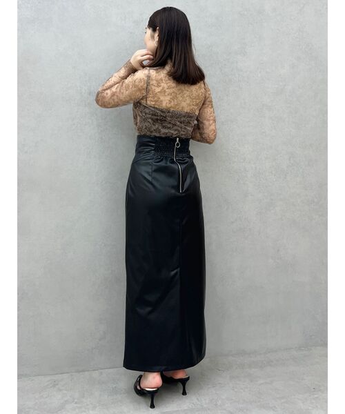 MERCURYDUO（マーキュリーデュオ）の「メタリックコルセットストレートスカート（スカート・レディース・ブラウン/ピンク/ブラック・SMALL/MEDIUM）」の10枚目の写真