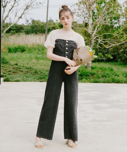 archives（アルシーヴ）の「フロントボタンワイドデニムサロペット（サロペット/オーバーオール・レディース・サックスブルー/グレー・MEDIUM）」の3枚目の写真