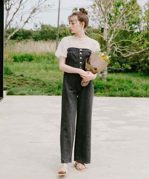 archives（アルシーヴ）の「フロントボタンワイドデニムサロペット（サロペット/オーバーオール・レディース・サックスブルー/グレー・MEDIUM）」の4枚目の写真