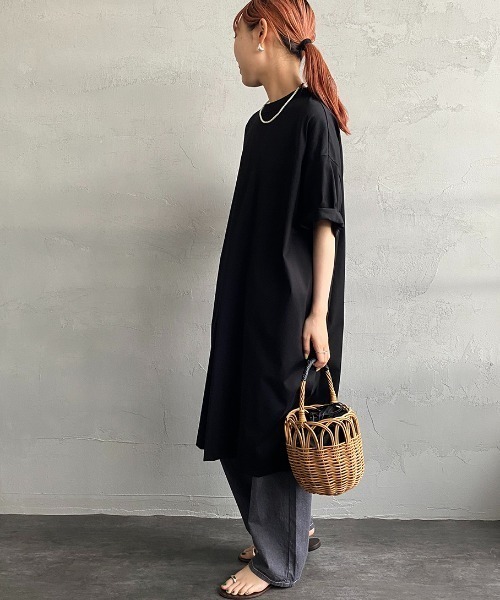 mizuiroind（ミズイロインド）の「[mizuiro ind/ミズイロインド] ロールスリーブ ワイドシルエットワンピース（ワンピース・レディース・ブラック/ベージュ/ネイビー・F）」の16枚目の写真