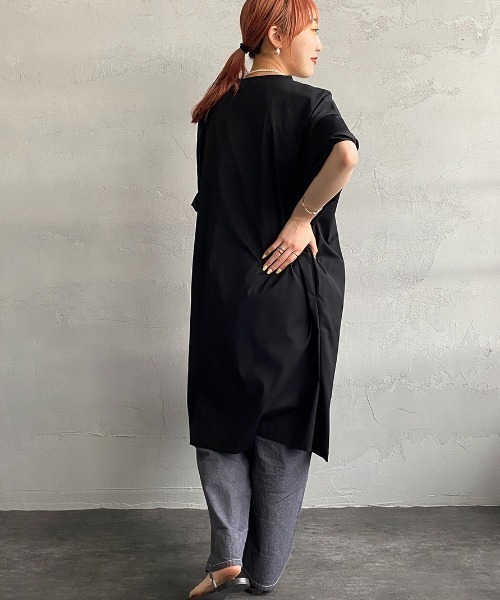 mizuiroind（ミズイロインド）の「[mizuiro ind/ミズイロインド] ロールスリーブ ワイドシルエットワンピース（ワンピース・レディース・ブラック/ベージュ/ネイビー・F）」の15枚目の写真