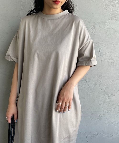 mizuiroind（ミズイロインド）の「[mizuiro ind/ミズイロインド] ロールスリーブ ワイドシルエットワンピース（ワンピース・レディース・ブラック/ベージュ/ネイビー・F）」の11枚目の写真
