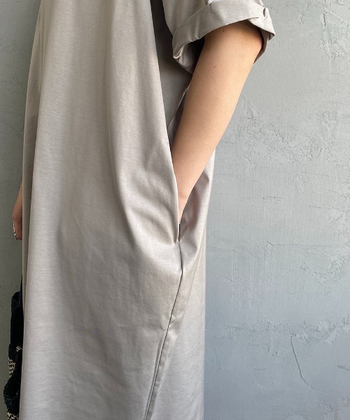 mizuiroind（ミズイロインド）の「[mizuiro ind/ミズイロインド] ロールスリーブ ワイドシルエットワンピース（ワンピース・レディース・ブラック/ベージュ/ネイビー・F）」の7枚目の写真