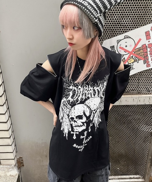 DARRDY(ダーディー)の「【DARRDY/ダーディー】肩ジップアソートデザイン 半袖オーバーサイズTシャツ(Tシャツ/カットソー・レディース・その他4/その他1/その他2/その他3・ONESIZE)」の1枚目の写真