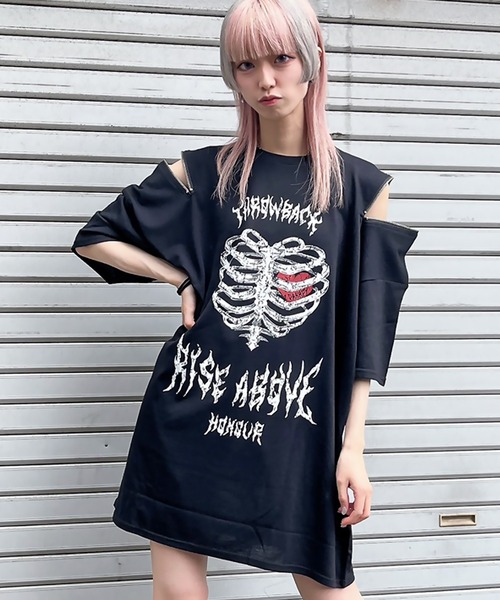 DARRDY(ダーディー)の「【DARRDY/ダーディー】肩ジップアソートデザイン 半袖オーバーサイズTシャツ(Tシャツ/カットソー・レディース・その他4/その他1/その他2/その他3・ONESIZE)」の3枚目の写真