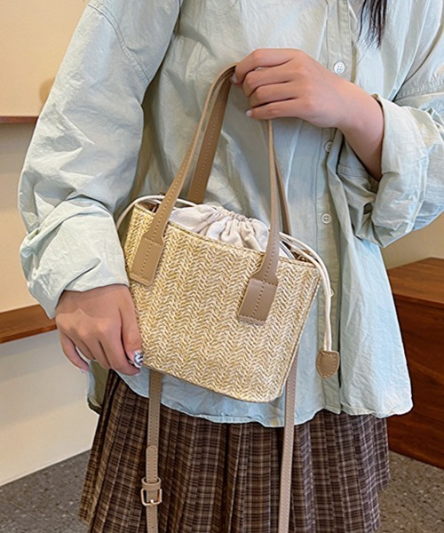 Miniministore(ミニミニストア)の「かごバッグ レディース ショルダーバッグ(かごバッグ・レディース・ブラック/ブラウン/ベージュ・FREE)」の3枚目の写真