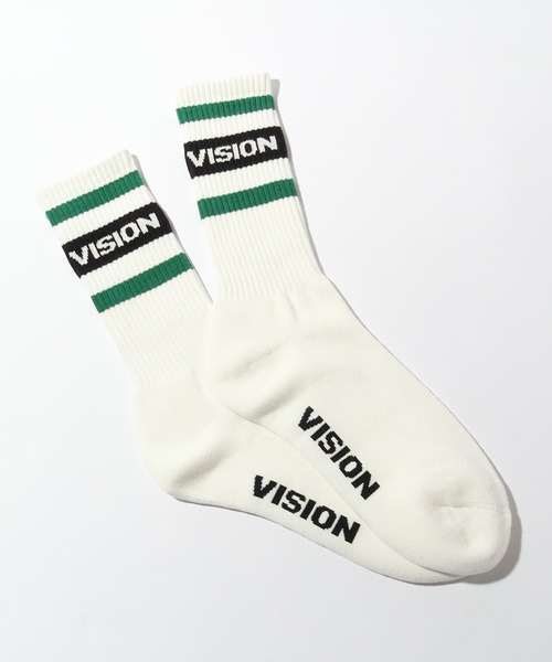 VISION STREET WEAR(ヴィジョンストリートウェア)の「【VISION STREET WEAR/ヴィジョンストリートウェア】ラインロゴ ミドルスケーターソックス(ソックス/靴下・メンズ・ホワイト系1/ホワイト系2/ホワイト系3・25~27cm/23~25cm)」の3枚目の写真