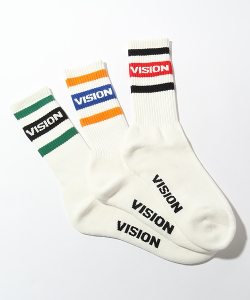 VISION STREET WEAR(ヴィジョンストリートウェア)の「【VISION STREET WEAR/ヴィジョンストリートウェア】ラインロゴ ミドルスケーターソックス(ソックス/靴下・メンズ・ホワイト系1/ホワイト系2/ホワイト系3・25~27cm/23~25cm)」の10枚目の写真
