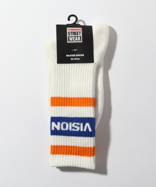 VISION STREET WEAR(ヴィジョンストリートウェア)の「【VISION STREET WEAR/ヴィジョンストリートウェア】ラインロゴ ミドルスケーターソックス(ソックス/靴下・メンズ・ホワイト系1/ホワイト系2/ホワイト系3・25~27cm/23~25cm)」の4枚目の写真
